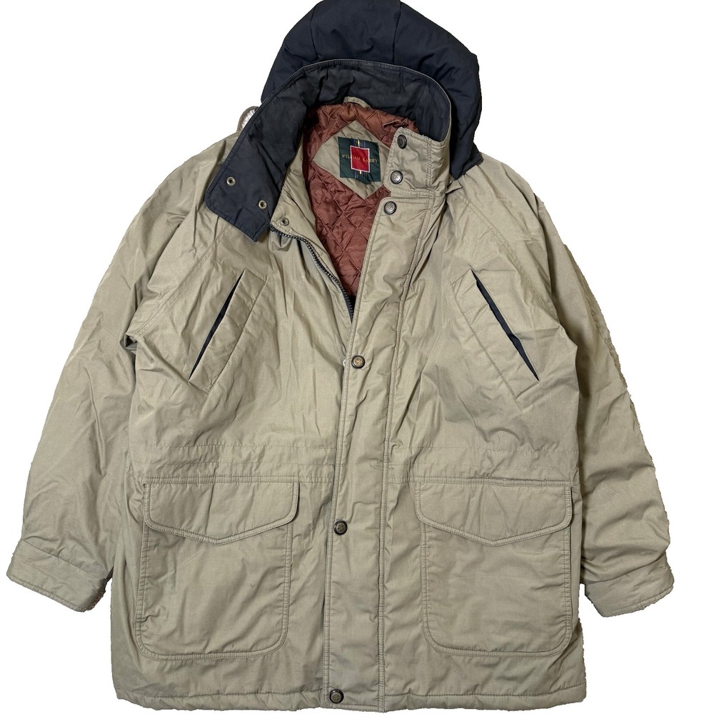 Vintage William Barry Mens XXL Hooded Parka Jacket Green‎ Quilted Insulated Coat